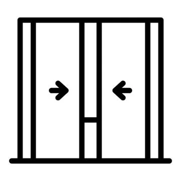 Closing elevator doors icon, outline style Stock Illustration