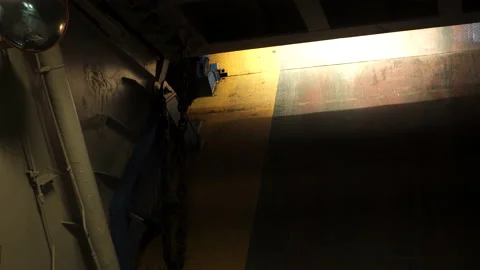 Closing the ferry ramp. Close up. Video stock 104630462