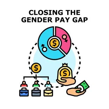 Closing gender pay gap for equal compensation Stockillustratie