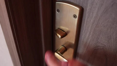 Closing the lock inside the door, close-up Stock-Footage 304109861
