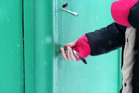 Closing the lock with keys Stock Photos