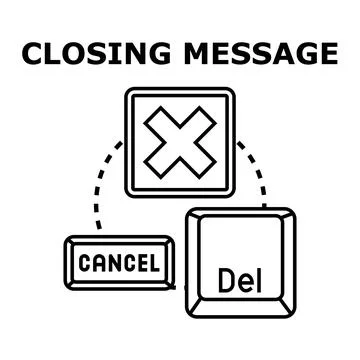 Closing message dialog box with cancel delete options Stock Illustration