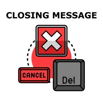 Closing message dialog box with cancel delete options Stock Illustration