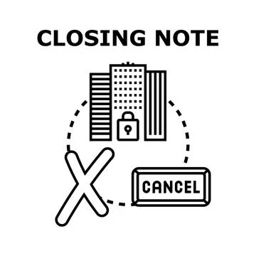 Closing note concept securing property deal cancellation Stock Illustration