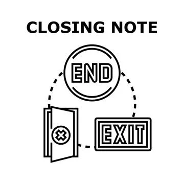 Closing note ending concept with exit sign Stockillustratie