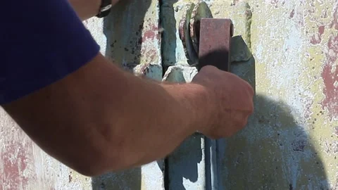 Closing an old garage Stock Footage 158927553