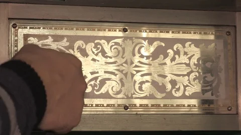 Closing Old Safe Box with engraved antique Decoration Video stock 82215270