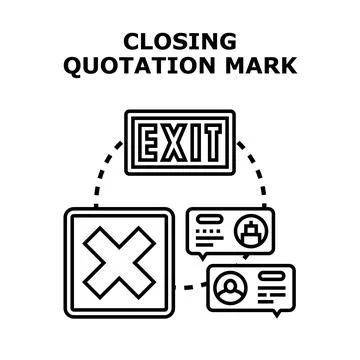 Closing quotation mark concept for communication ending Stock Illustration