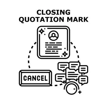 Closing quotation mark concept ending communication Stock Illustration