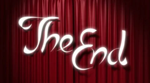 Closing red curtain with a title "the end" Stock Footage