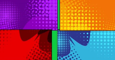 Closing red yellow purple blue comic book background on green screen Stock Footage 171195087