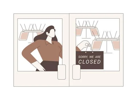 Closing a restaurant isolated cartoon vector illustrations. 库存插图
