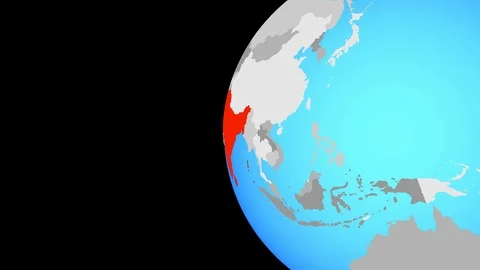 Closing in on SAARC memeber states on blue globe Stock Footage 95958607