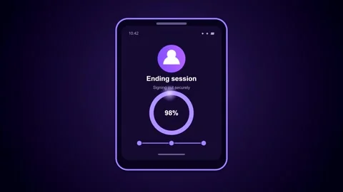 Closing session interface animation on smartphone screen Stock Footage 347397223