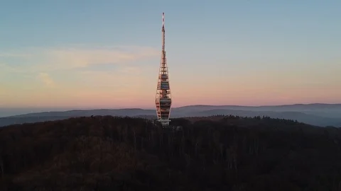 Closing in on a signal/TV tower. Stock Footage 122167137