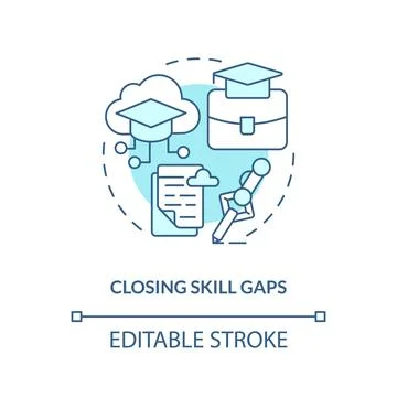 Closing skill gaps gradient concept editable icon Stockillustratie