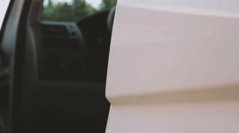 Closing white van car door  dolly Stock-Footage 64518822