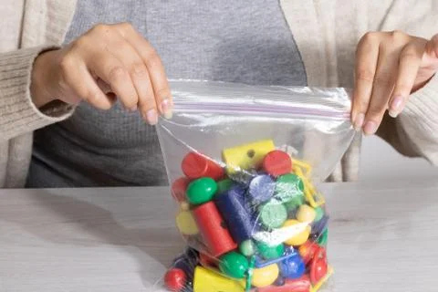 Closing a zip lock bag Stock Photos