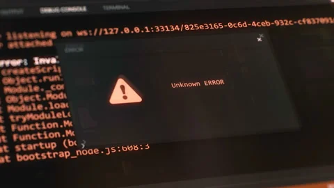 Closup view of error popup window in code editor software Stock Footage 101452855