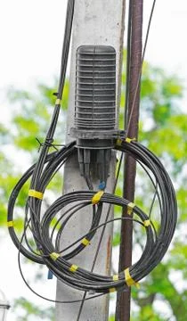 Closure Optical Fiber with cable Stock Photos