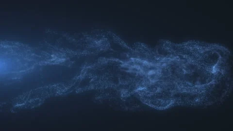 A clot of gas bubbles flying from left to right in a blue liquid Stock Footage 234981265