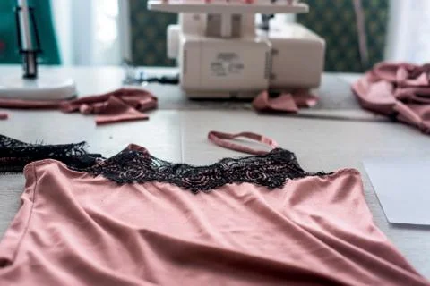 Cloth and sewing tools. scissors tailors of different types, coils with threa Stock Photos