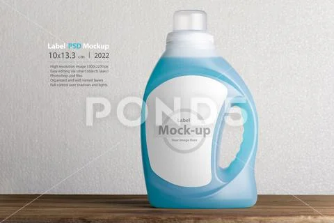 Cloth detergent liquid bottle on wooden board mock-up series PSD Template