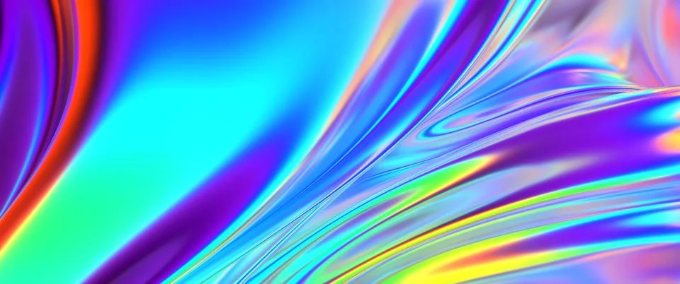 Cloth fabric gradient abstract background. Iridescent chrome wavy surface. Illustrazione stock