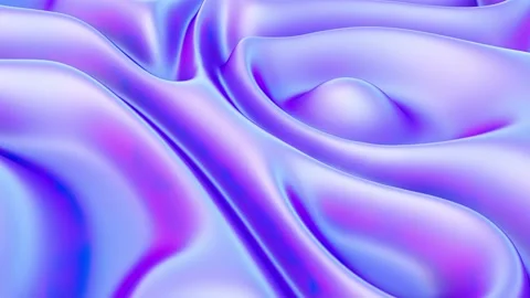 Cloth fabric gradient waves abstract background. Iridescent chrome wavy surface Stock Footage 186555536