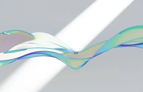 Cloth fabric gradient waves abstract background. Iridescent glass wavy surfac Stock Illustration