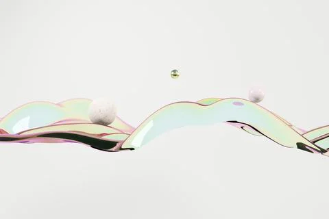 Cloth fabric gradient waves abstract background. Iridescent glass wavy surfac Stock Illustration