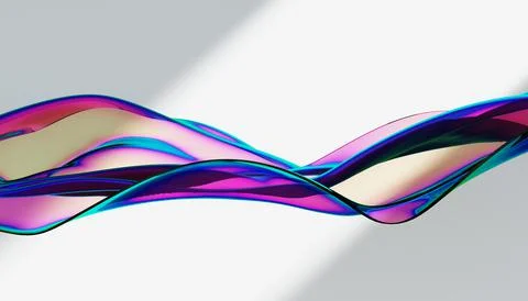 Cloth fabric gradient waves abstract background. Iridescent glass wavy surfac Stock Illustration
