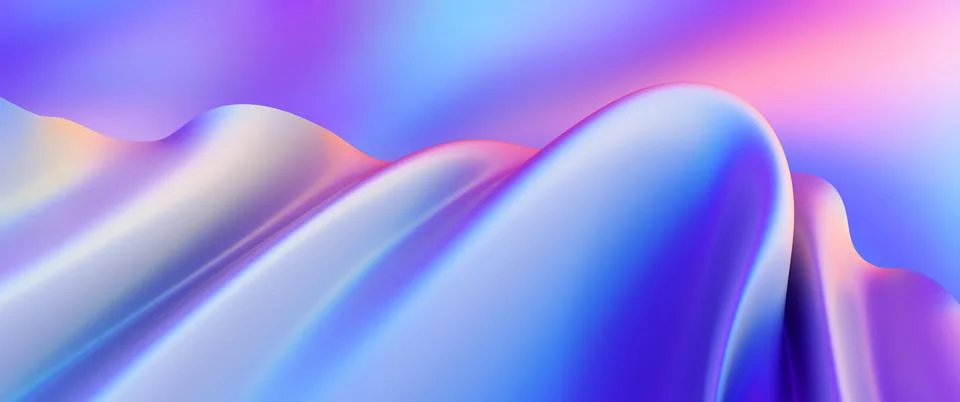 Cloth fabric gradient waves abstract background. Iridescent chrome wavy Stock Illustration