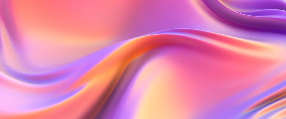 Cloth fabric gradient waves background. Iridescent chrome wavy surface. Stock Illustration