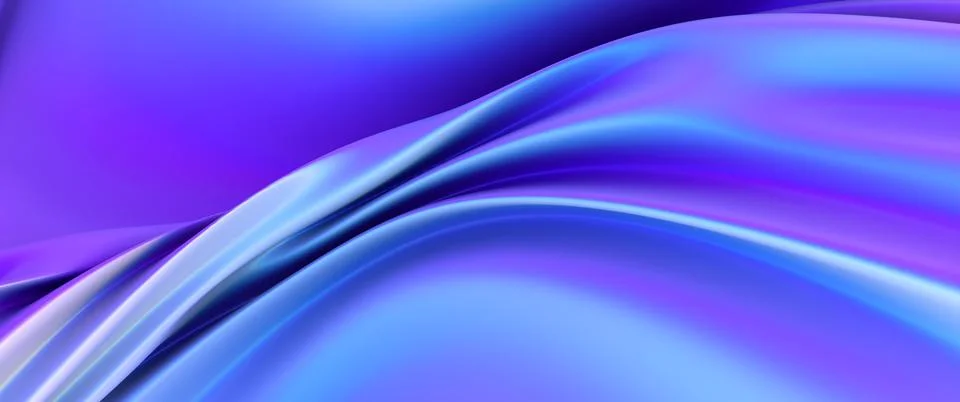 Cloth fabric gradient waves background. Iridescent chrome wavy surface. Stock Illustration