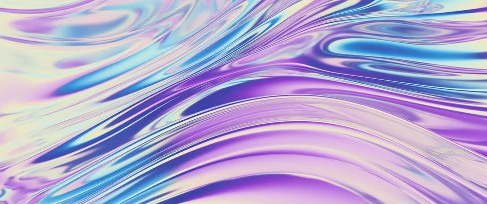 Cloth fabric gradient waves background. Iridescent chrome wavy surface. Stock Illustration