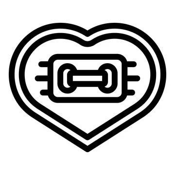 Cloth heart shaped button icon outline vector. Needlepoint thread item Illustrazione stock