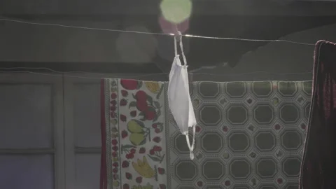 Cloth mask drying in drying yard Video stock 139427884