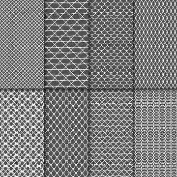 Cloth seamless patterns. Fabric net vector textures. Lace meshes collection Stock Illustration