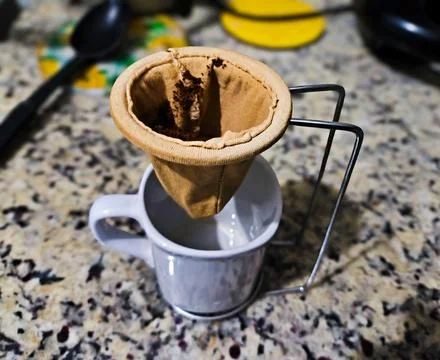 Cloth strainer for coffee making Stock Photos