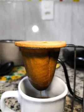 Cloth strainer for coffee making Stock Photos