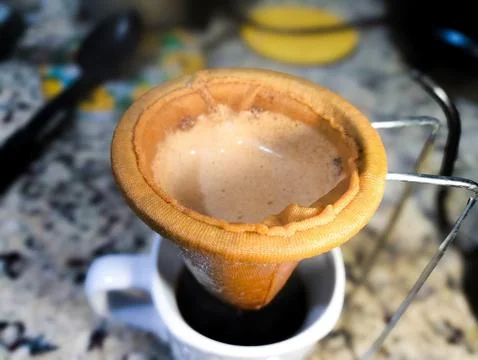 Cloth strainer for coffee making Stock Photos