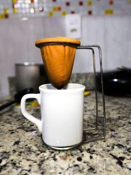 Cloth strainer for coffee making Stock Photos