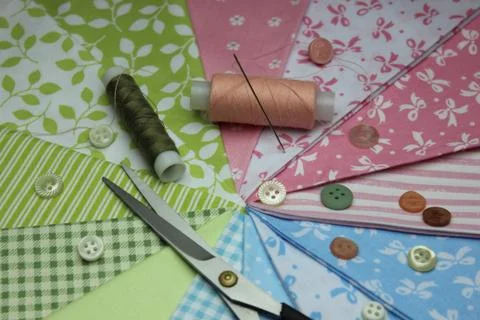 Cloth with thread coils Stock Photos