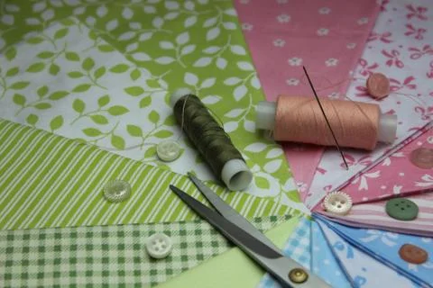 Cloth with thread coils Stock Photos