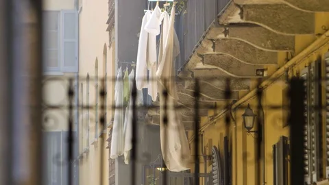 Clothes in the air at the sunset Stock Footage 90386098