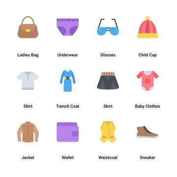 Clothes and Accessories Flat Illustrazione stock