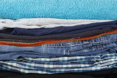 Clothes and accessories - group stack pile clotes background Stock Photos