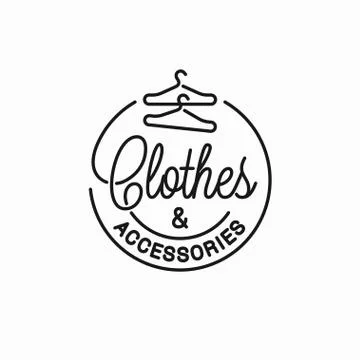 Clothes and accessories logo. Linear of clothes Stock Illustration
