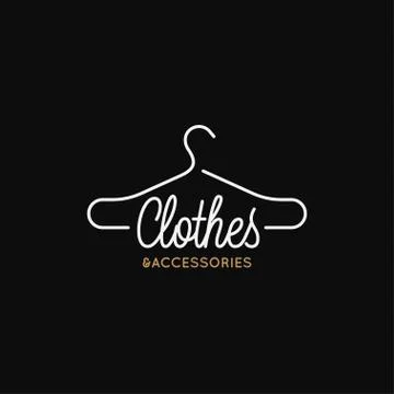 Clothes and accessories logo. Linear of clothes Stock Illustration
